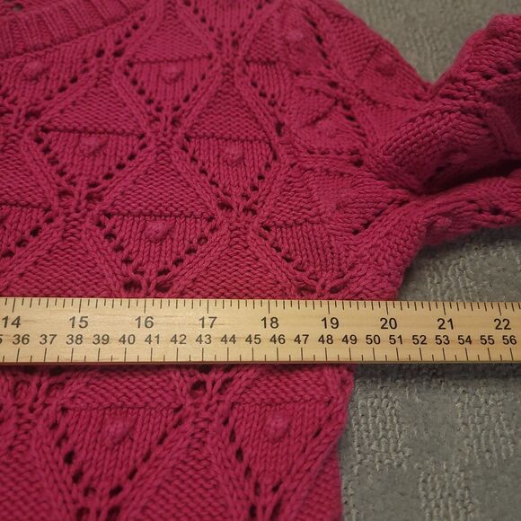 Tommy Hilfiger Women's M Sweater Thick Open Knit Cable Pink Pullover Sweatshirt - Picture 6 of 7